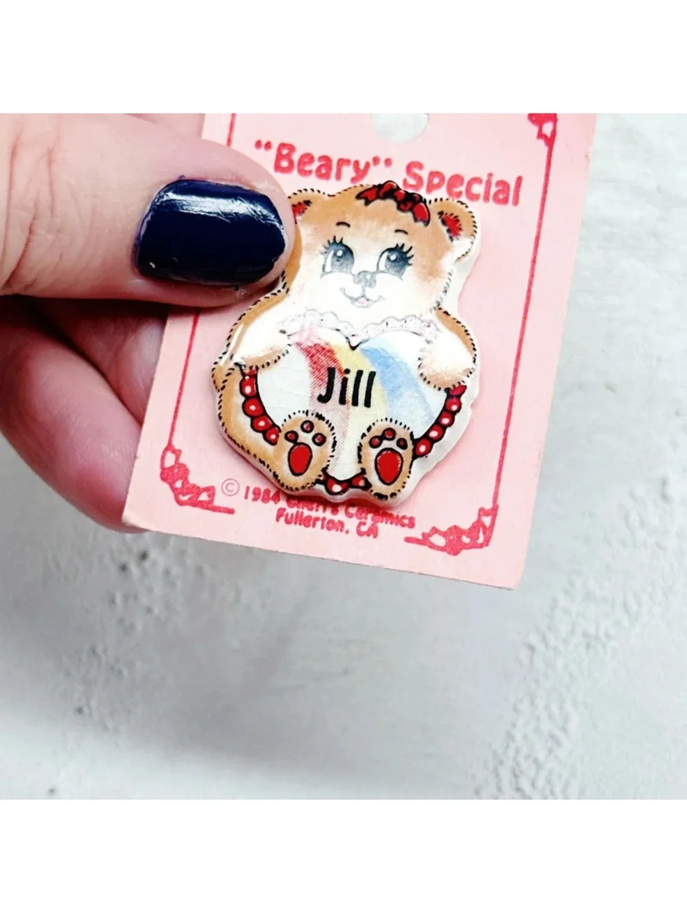 1063mc. Jill Personalized Bear Vintage Pin